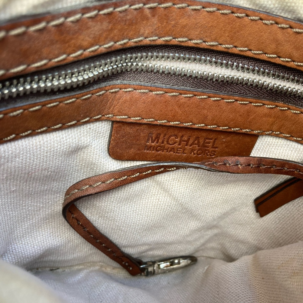 Vintage Michael Kors Brown Braided Leather Logo Unique Handbag Purse - Picture 7 of 7